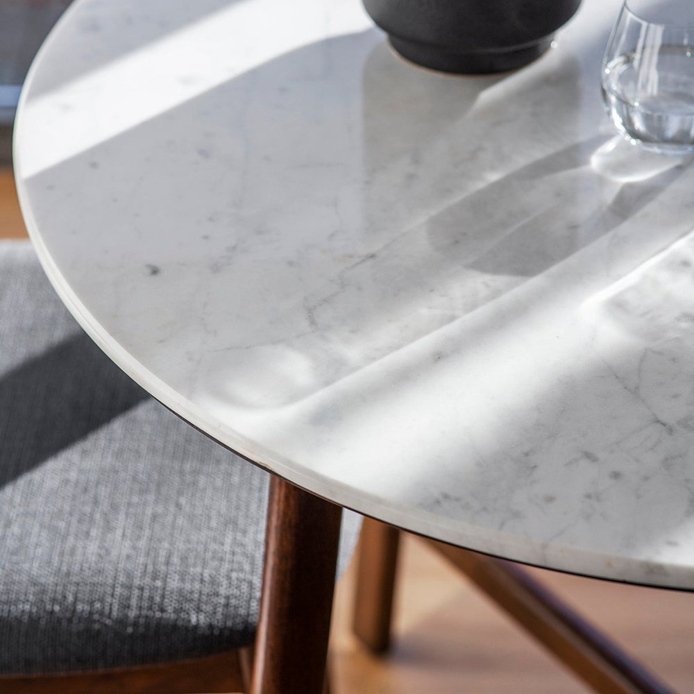 Gallery Interiors Barcelona 4 Seater Marble Round Dining Table