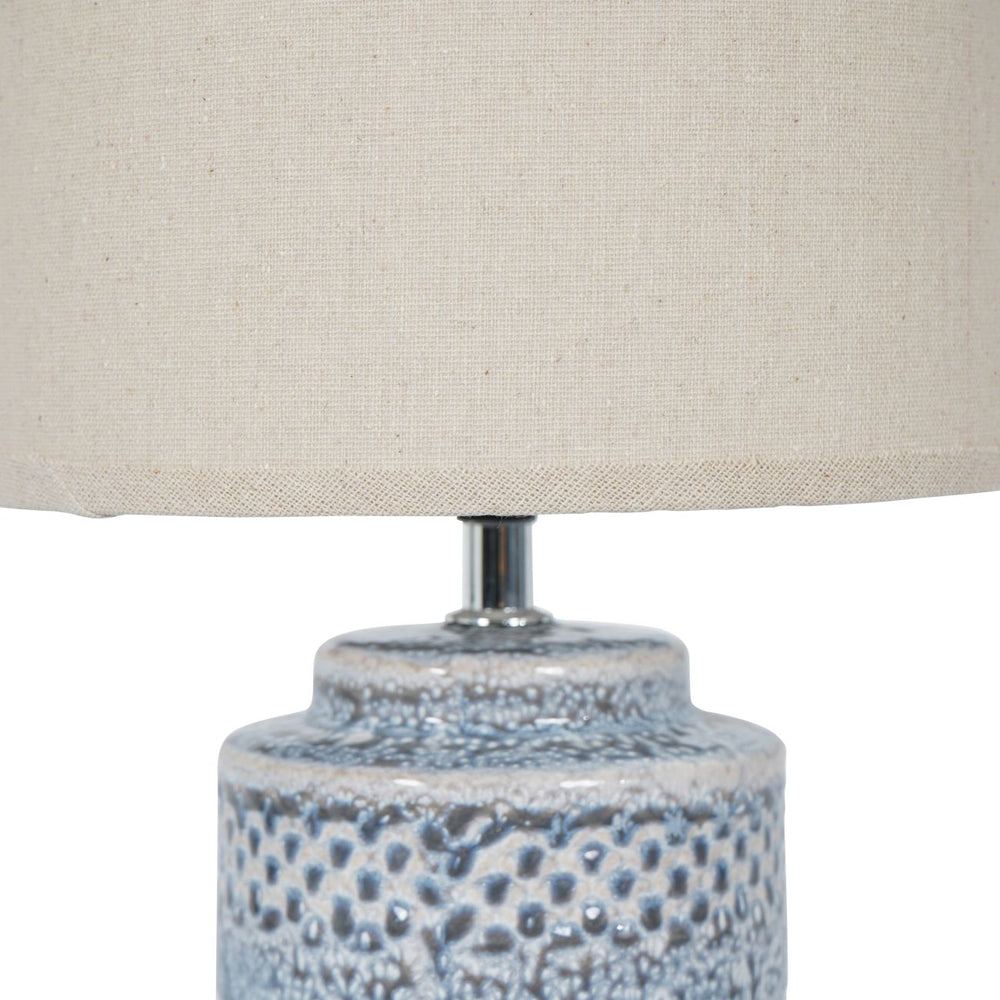 Libra Interiors Stormy Sky Glaze Table Lamp with Cream Drum Shade