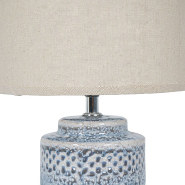 Libra Interiors Stormy Sky Glaze Table Lamp with Cream Drum Shade