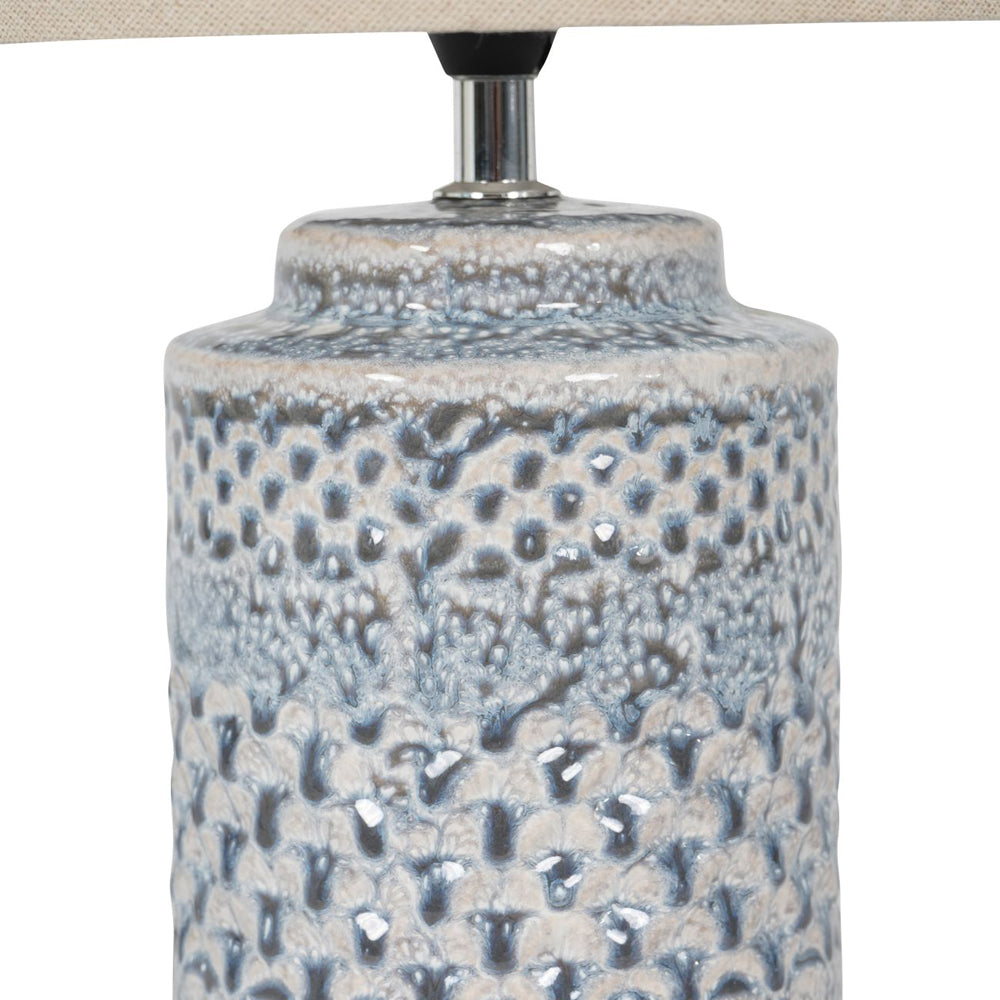 Libra Interiors Stormy Sky Glaze Table Lamp with Cream Drum Shade